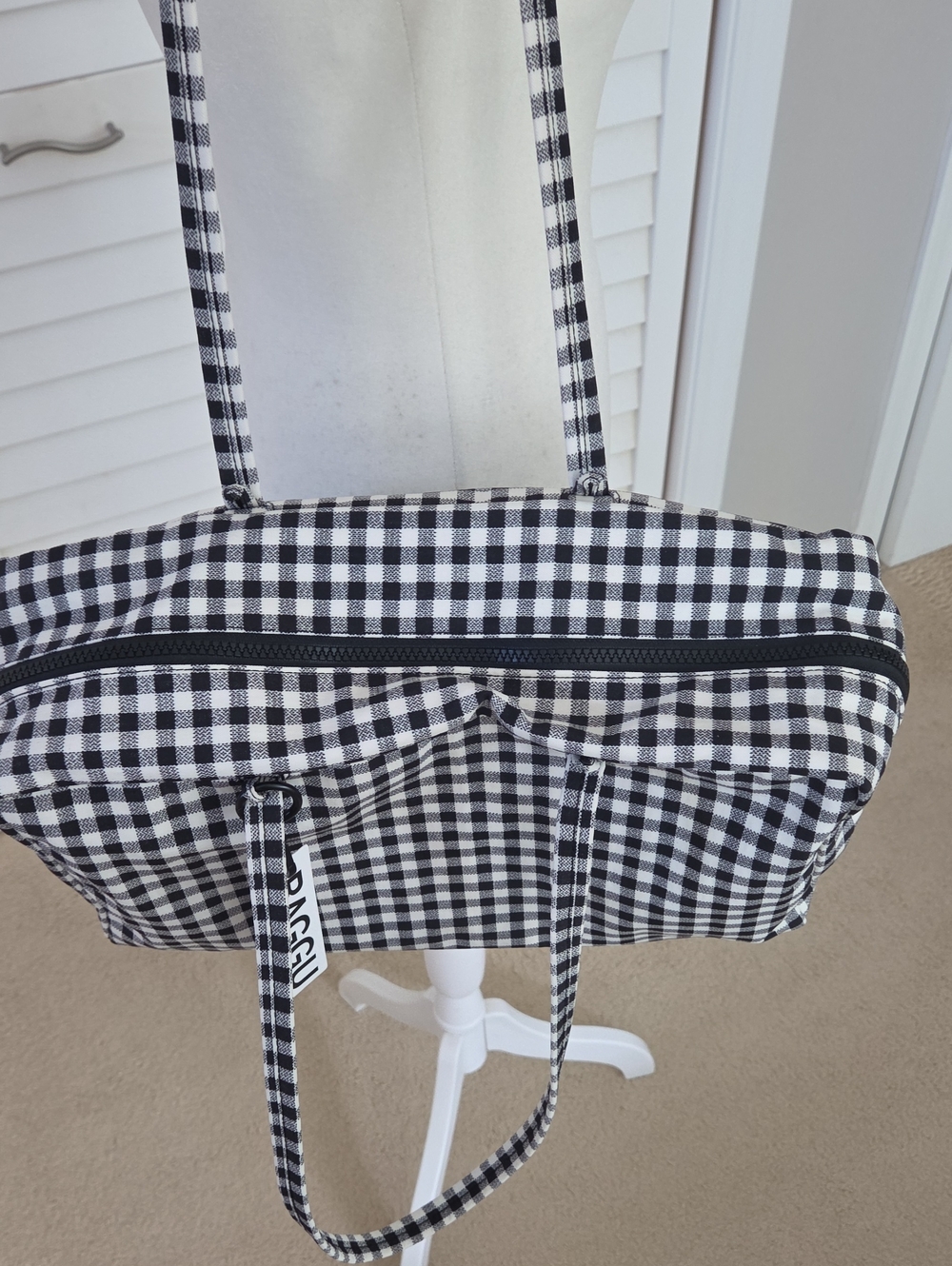 BAGGU Nylon Bowler Bag Gingham - Picture 2 of 4